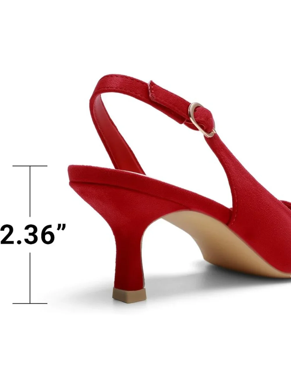 Dream Pairs Women's Red Suede Pointed Toe Faux Leather Kitten Slingback Heels